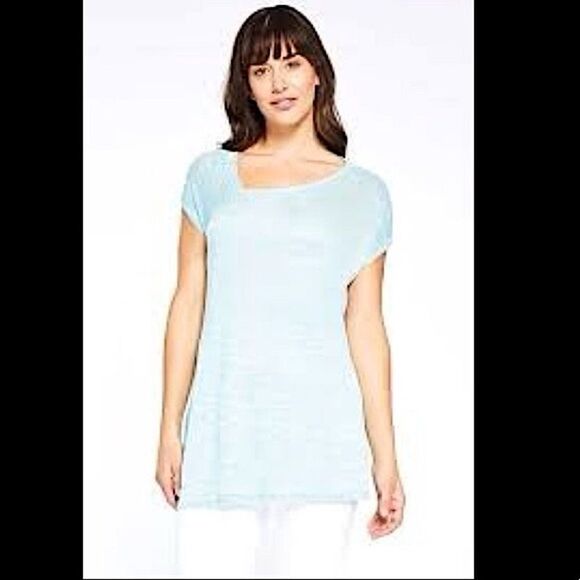 Sympli Slant Top Azure Blue Ribbed Knit Size10 - Picture 3 of 7